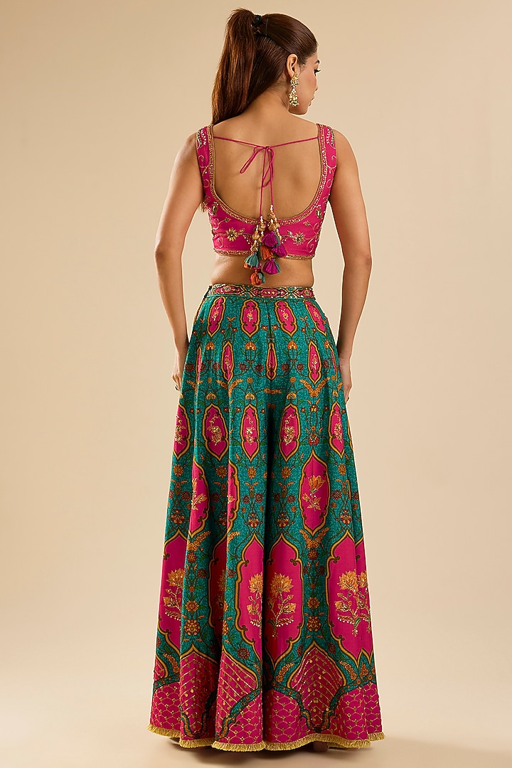 Multi-Colored Viscose Silk Printed Wedding Sharara Set by Kalista at Pernia's Pop Up Shop