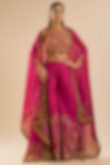 Pink Viscose Silk Wedding Sharara Set by Kalista at Pernia's Pop Up Shop