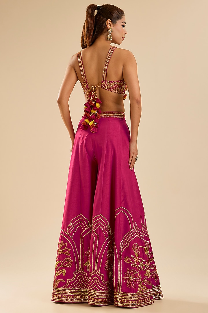Pink Viscose Silk Wedding Sharara Set by Kalista at Pernia's Pop Up Shop