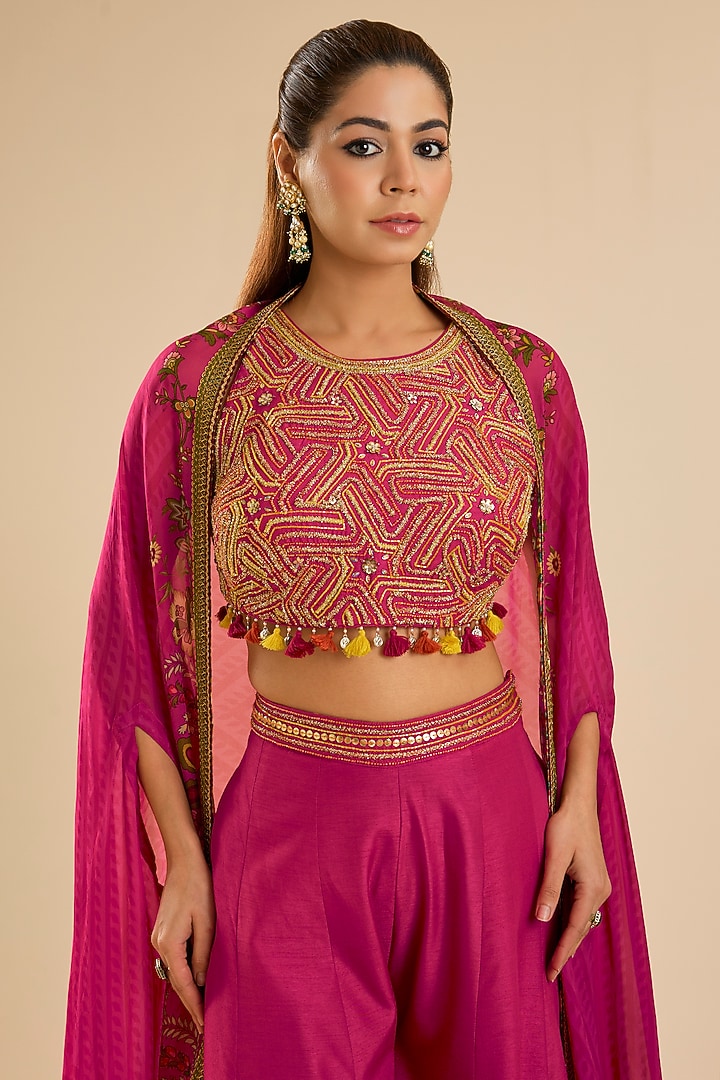 Pink Viscose Silk Wedding Sharara Set by Kalista at Pernia's Pop Up Shop
