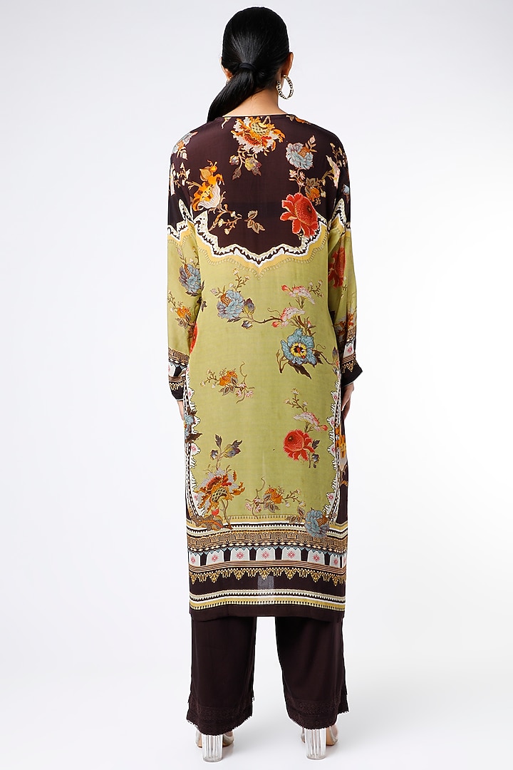 Brown & Olive Printed Kurta Set by Kalista at Pernia's Pop Up Shop