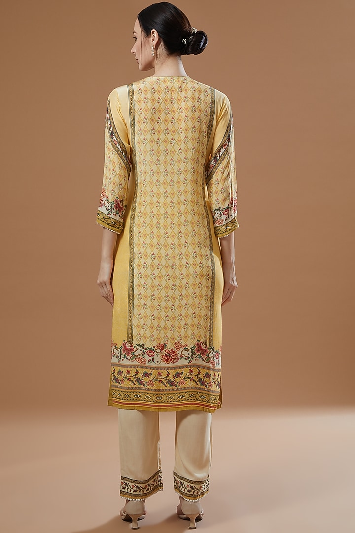 Yellow Printed Kurta Set by Kalista at Pernia's Pop Up Shop