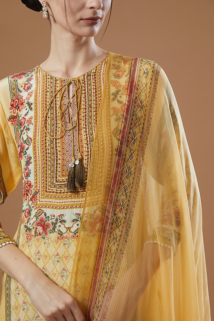 Yellow Printed Kurta Set by Kalista at Pernia's Pop Up Shop