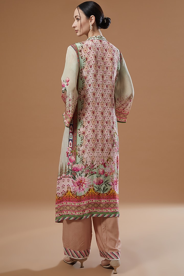 Peach Printed Kurta Set by Kalista at Pernia's Pop Up Shop