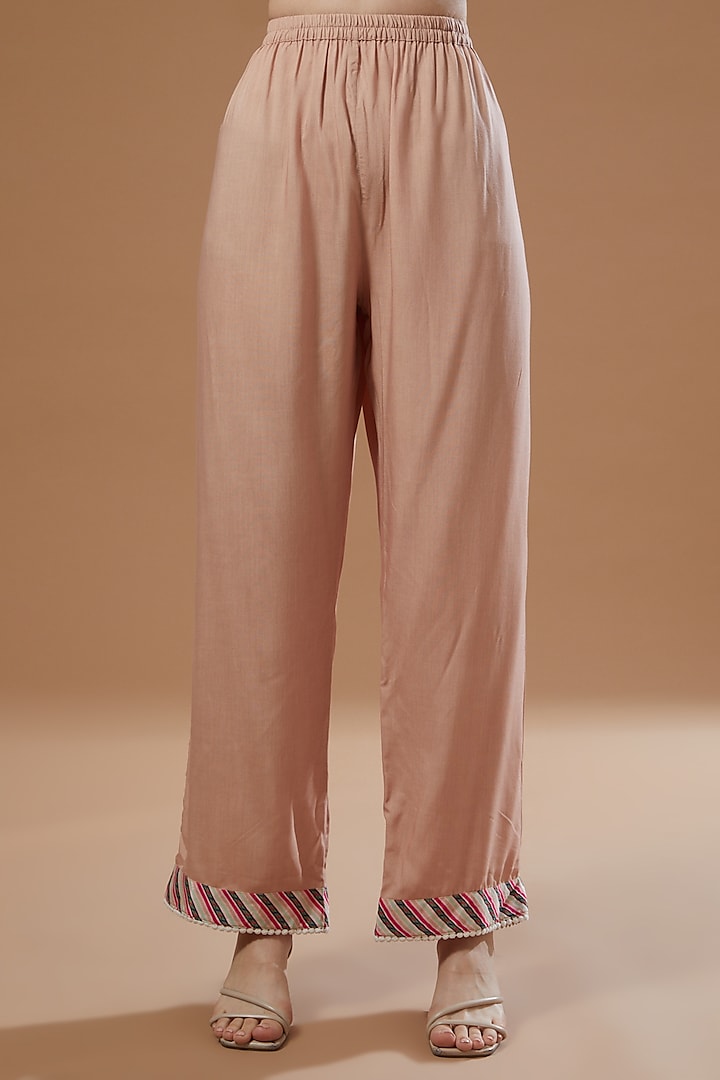 Peach Printed Kurta Set by Kalista at Pernia's Pop Up Shop