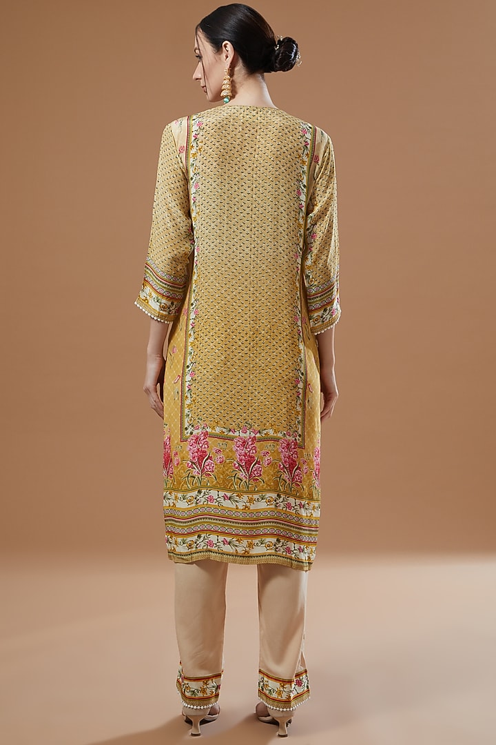 Yellow Floral Printed Kurta Set by Kalista at Pernia's Pop Up Shop