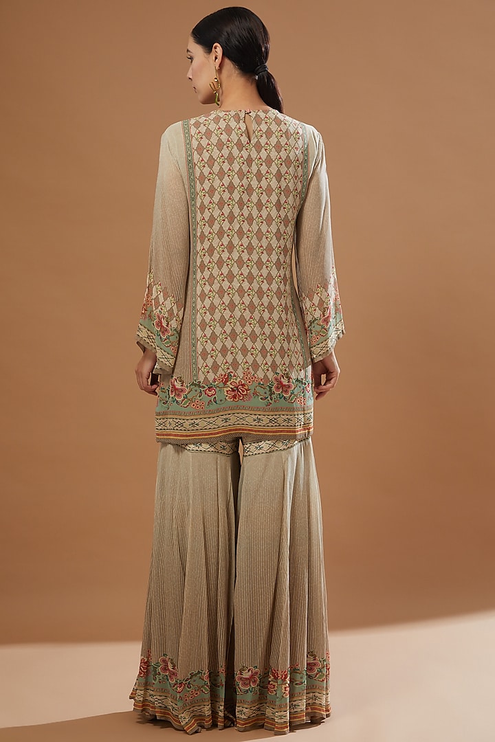 Ivory Georgette Printed Gharara Set by Kalista at Pernia's Pop Up Shop