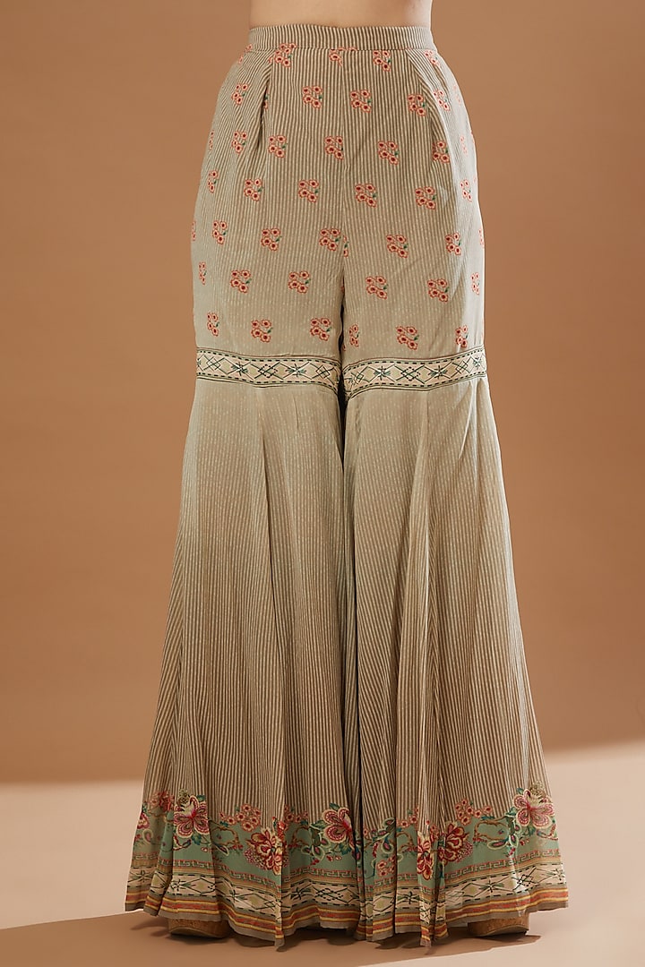 Ivory Georgette Printed Gharara Set by Kalista at Pernia's Pop Up Shop
