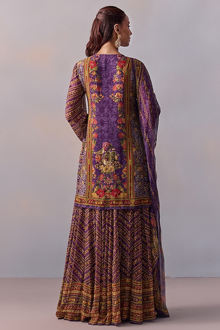 Purple Viscose Georgette Party Wear Sharara Set by Kalista at Pernia's Pop Up Shop