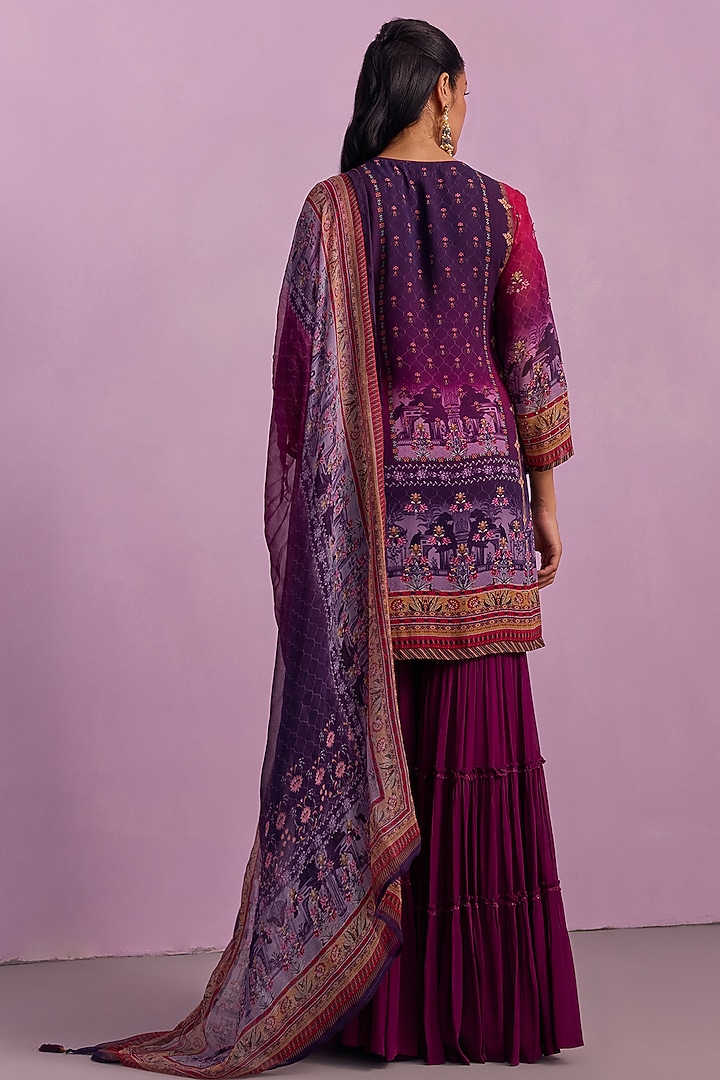 Purple Viscose Georgette Party Wear Sharara Set by Kalista at Pernia's Pop Up Shop