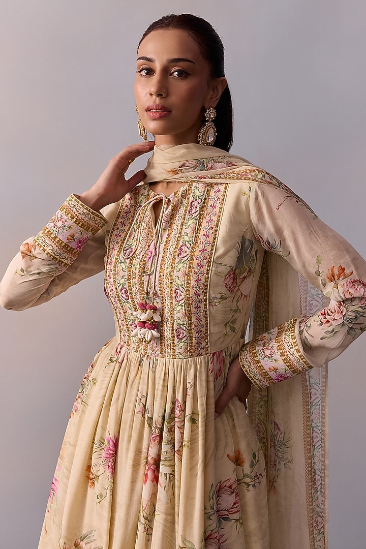 Ivory Viscose Georgette Party Wear Sharara Set by Kalista at Pernia's Pop Up Shop