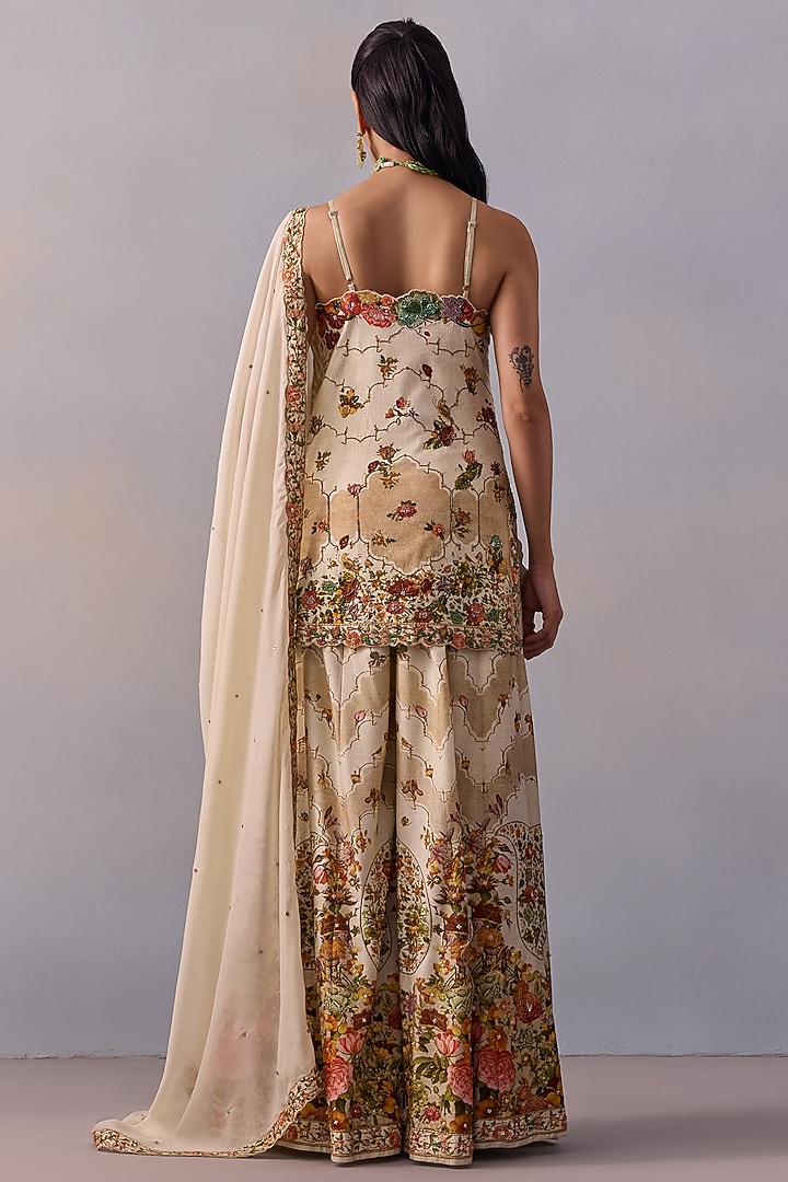 Ivory Viscose Silk Wedding Sharara Set by Kalista at Pernia's Pop Up Shop