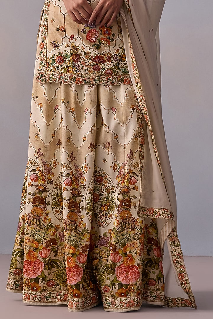 Ivory Viscose Silk Wedding Sharara Set by Kalista at Pernia's Pop Up Shop