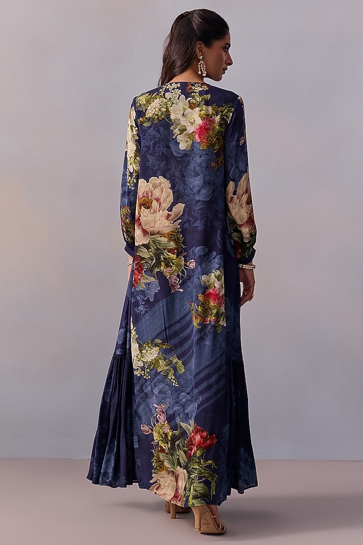 Navy Blue Viscose Blend Summer Dress by Kalista at Pernia's Pop Up Shop