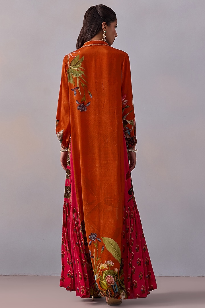 Sunset Orange Viscose Blend Summer Dress by Kalista at Pernia's Pop Up Shop