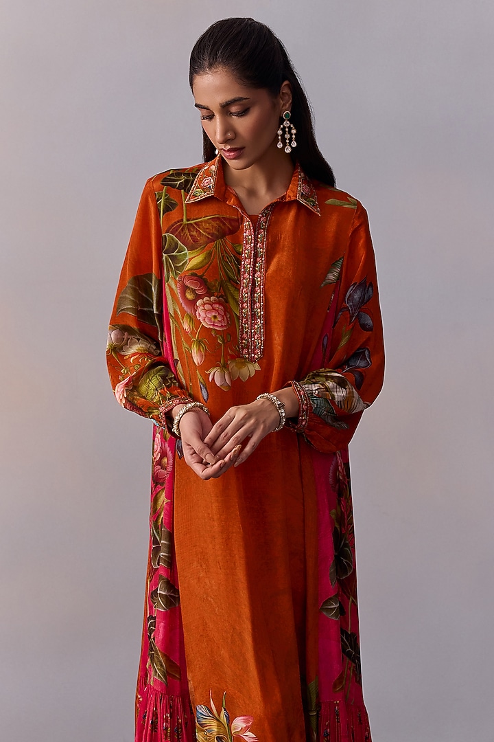 Sunset Orange Viscose Blend Summer Dress by Kalista at Pernia's Pop Up Shop