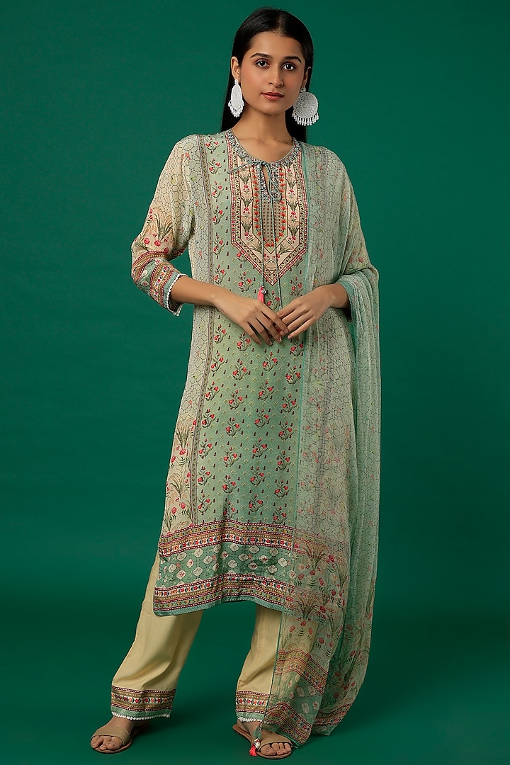 Sky Blue Printed Kurta Set by Kalista