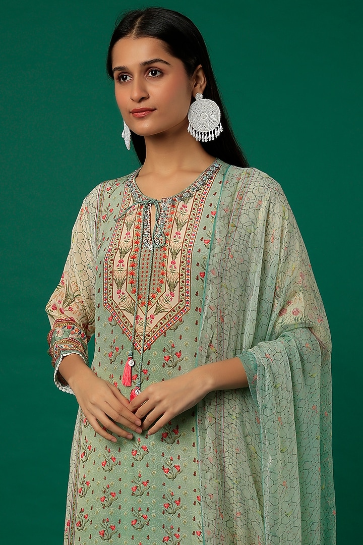 Sky Blue Printed Kurta Set by Kalista at Pernia's Pop Up Shop