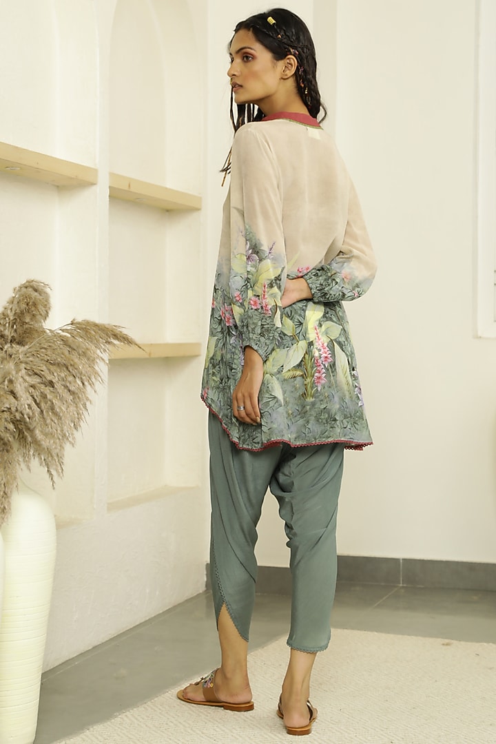 Cream & Catalina Green Printed Tunic Set by Kalista at Pernia's Pop Up Shop