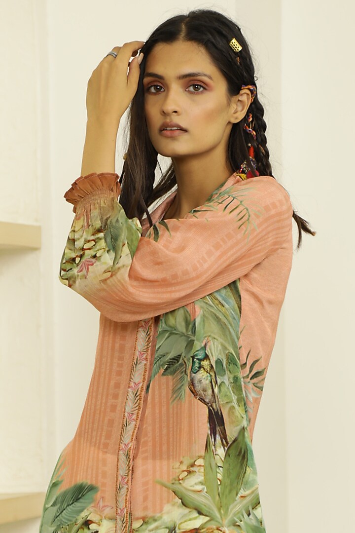 Peach Tropical Printed Tunic Set by Kalista at Pernia's Pop Up Shop