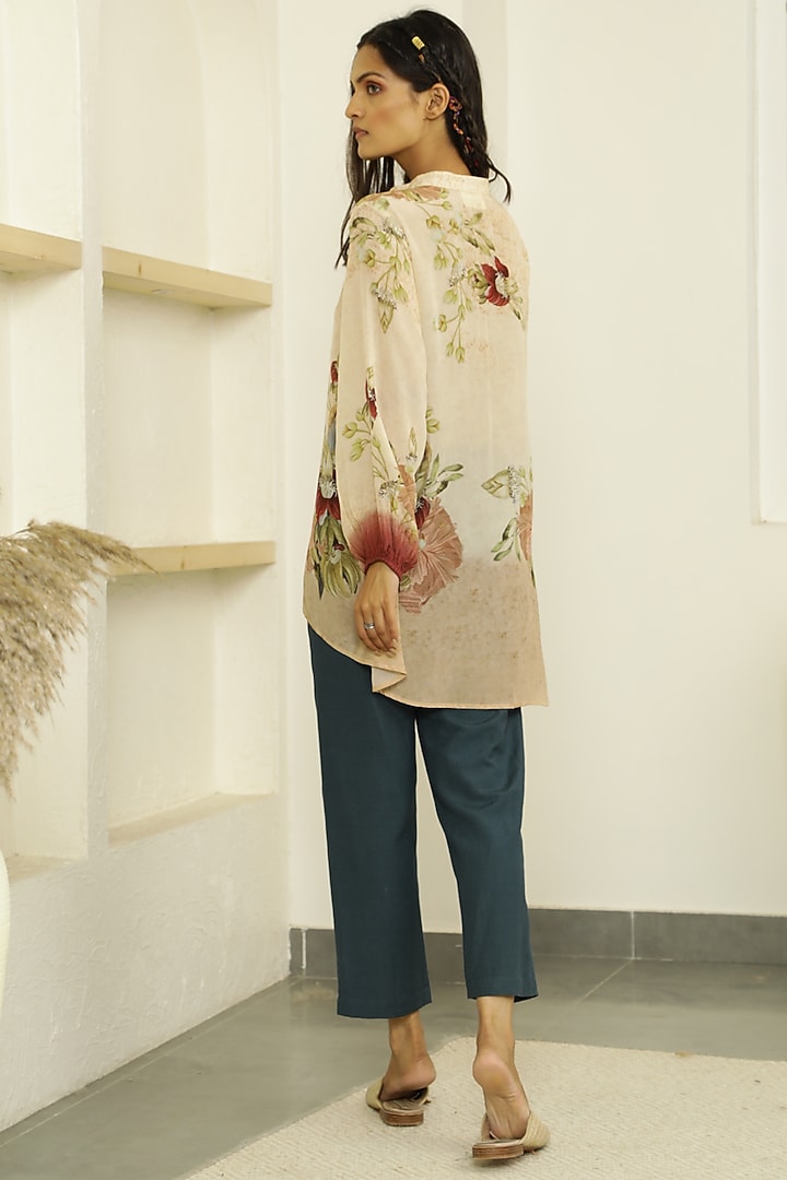 Cream Floral Printed Tunic Set by Kalista at Pernia's Pop Up Shop