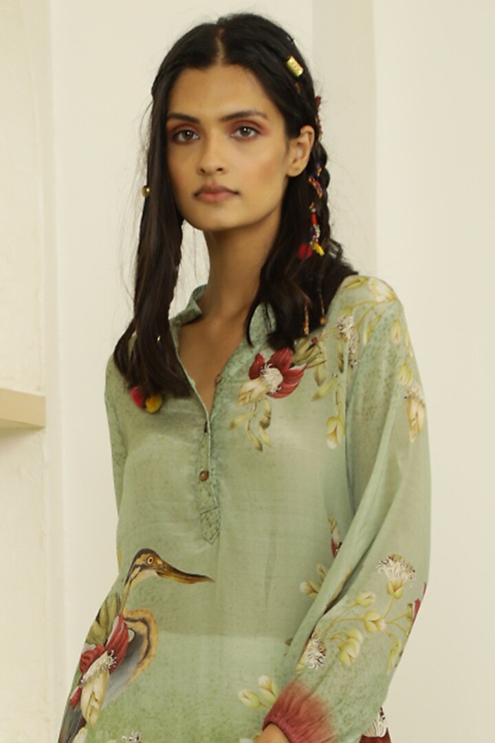 Mint Green Floral Printed Tunic Set by Kalista at Pernia's Pop Up Shop