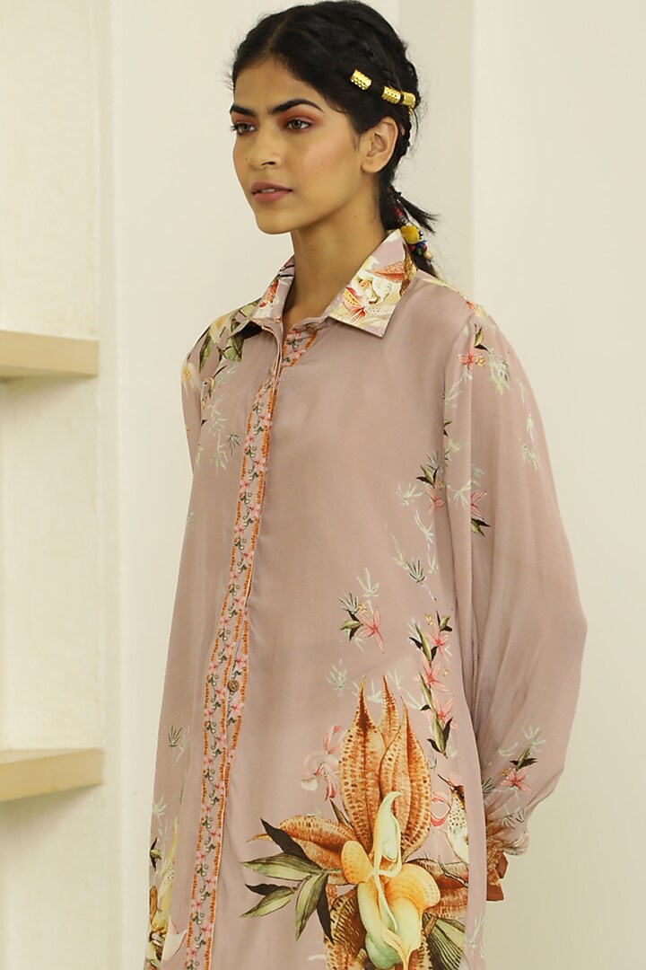 Dusty Peach Tropical Printed Tunic Set by Kalista at Pernia's Pop Up Shop