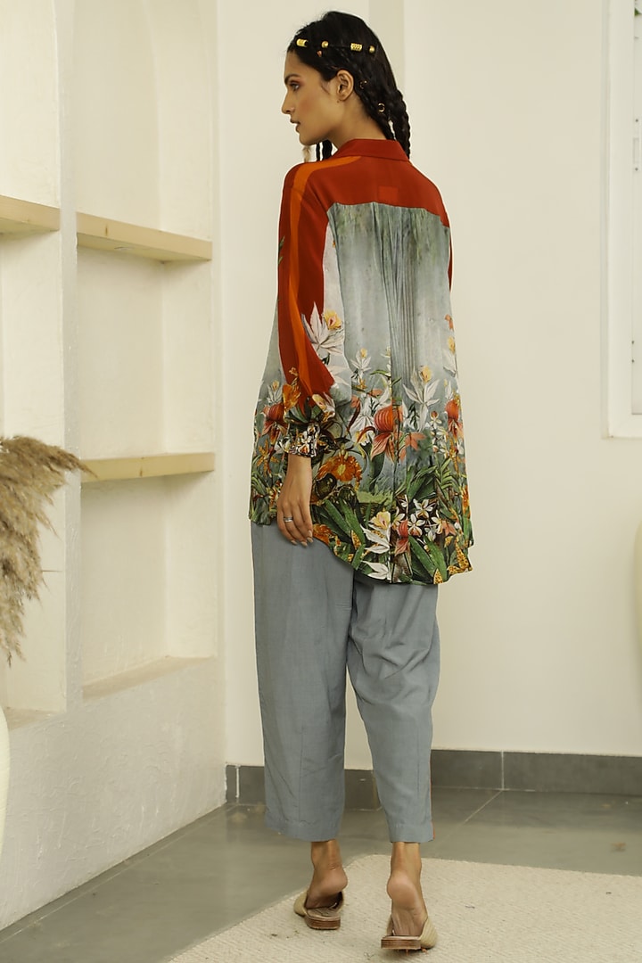 Grey Tropical Printed Short Tunic Set by Kalista at Pernia's Pop Up Shop