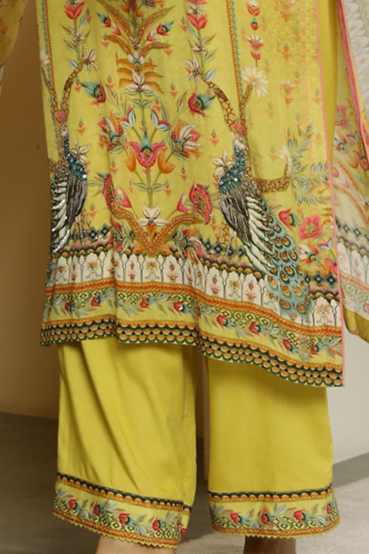 Butter Yellow Tropical Printed Kurta Set by Kalista at Pernia's Pop Up Shop