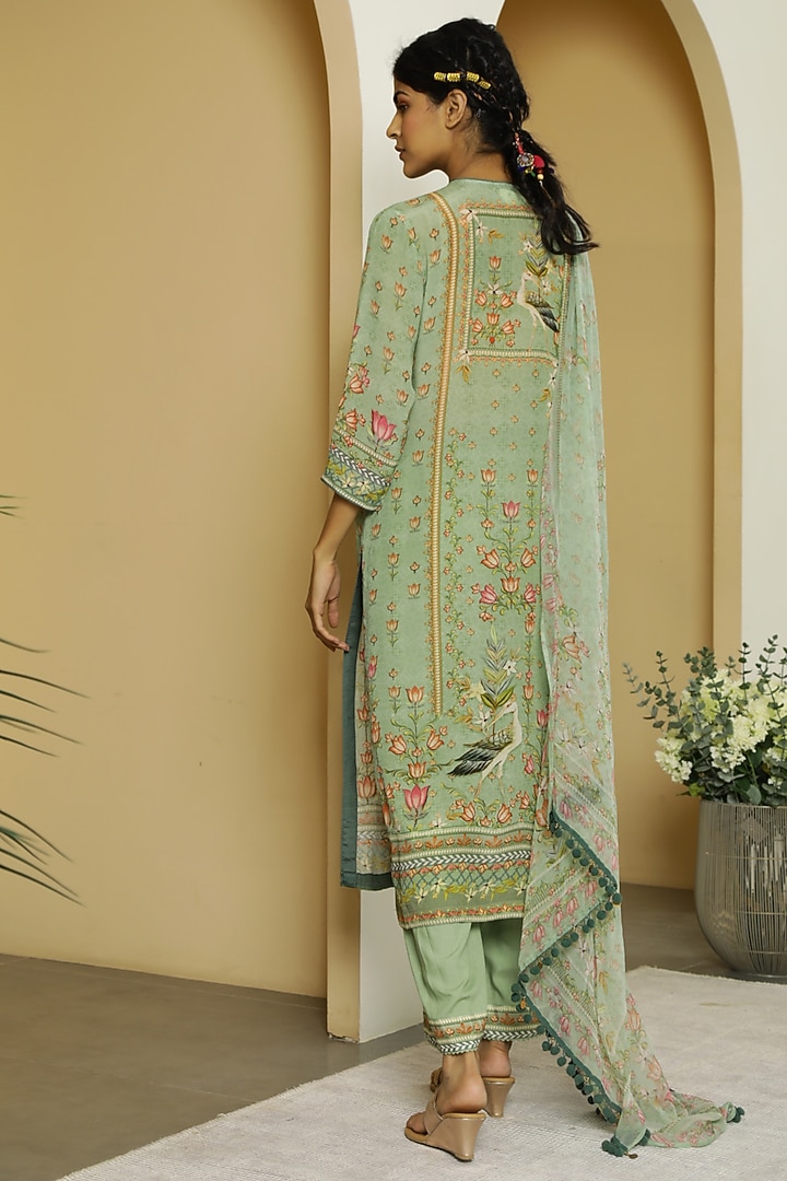 Mint Green Tropical Printed Kurta Set by Kalista at Pernia's Pop Up Shop