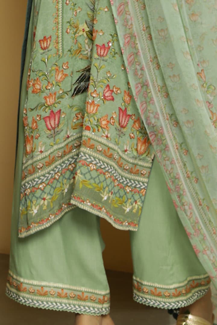 Mint Green Tropical Printed Kurta Set by Kalista at Pernia's Pop Up Shop