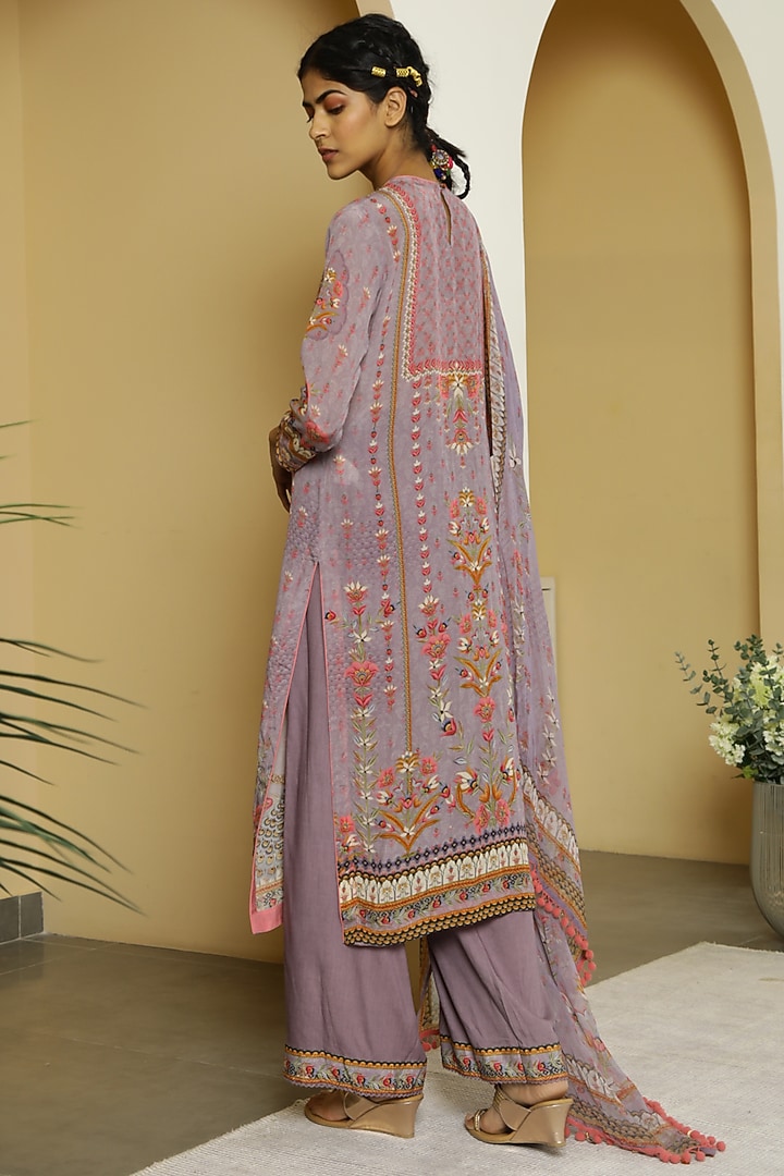 Lavender Tropical Printed Kurta Set by Kalista at Pernia's Pop Up Shop
