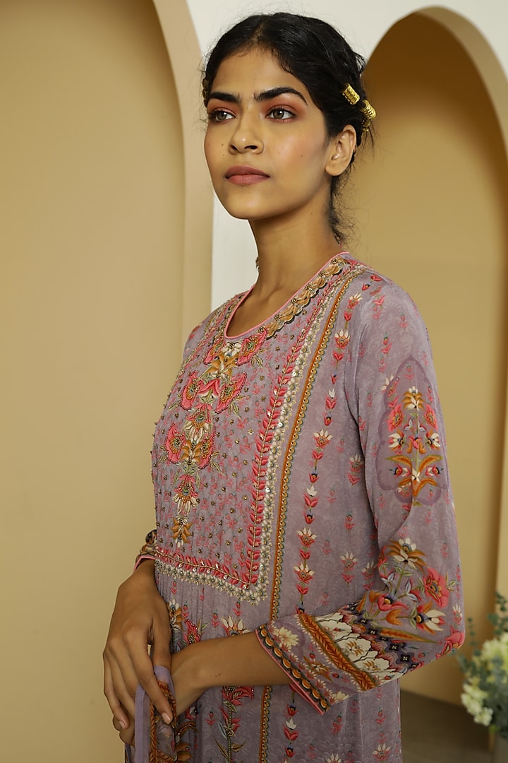 Lavender Tropical Printed Kurta Set by Kalista at Pernia's Pop Up Shop