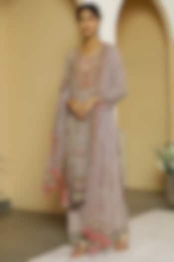 Lilac Floral Printed Kurta Set by Kalista at Pernia's Pop Up Shop