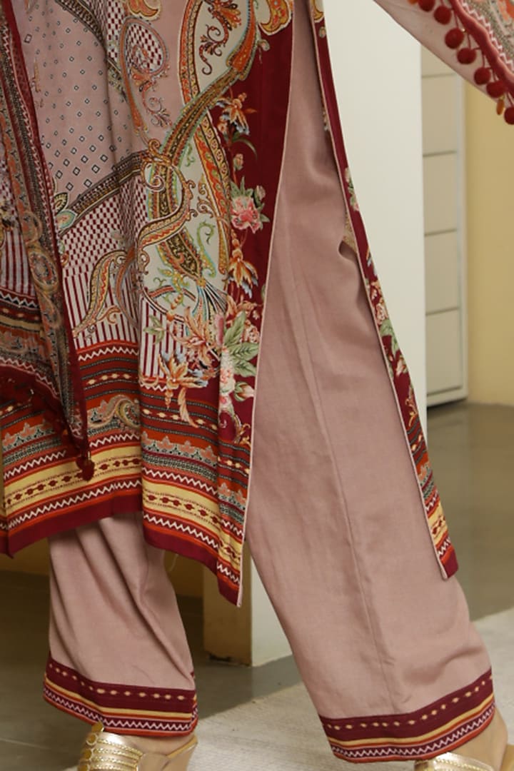 Electric Lavender & Maroon Paisley Printed Kurta Set by Kalista at Pernia's Pop Up Shop