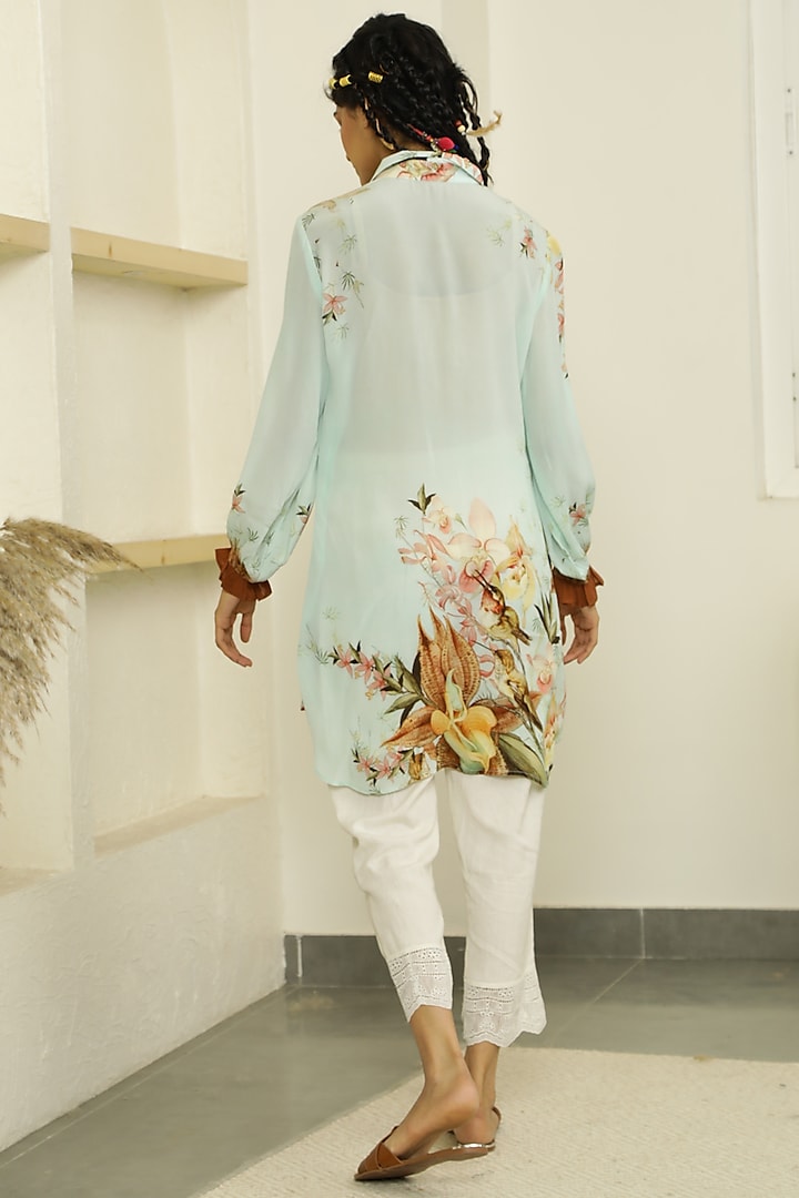 Mint Blue Tropical Printed Tunic Set by Kalista at Pernia's Pop Up Shop