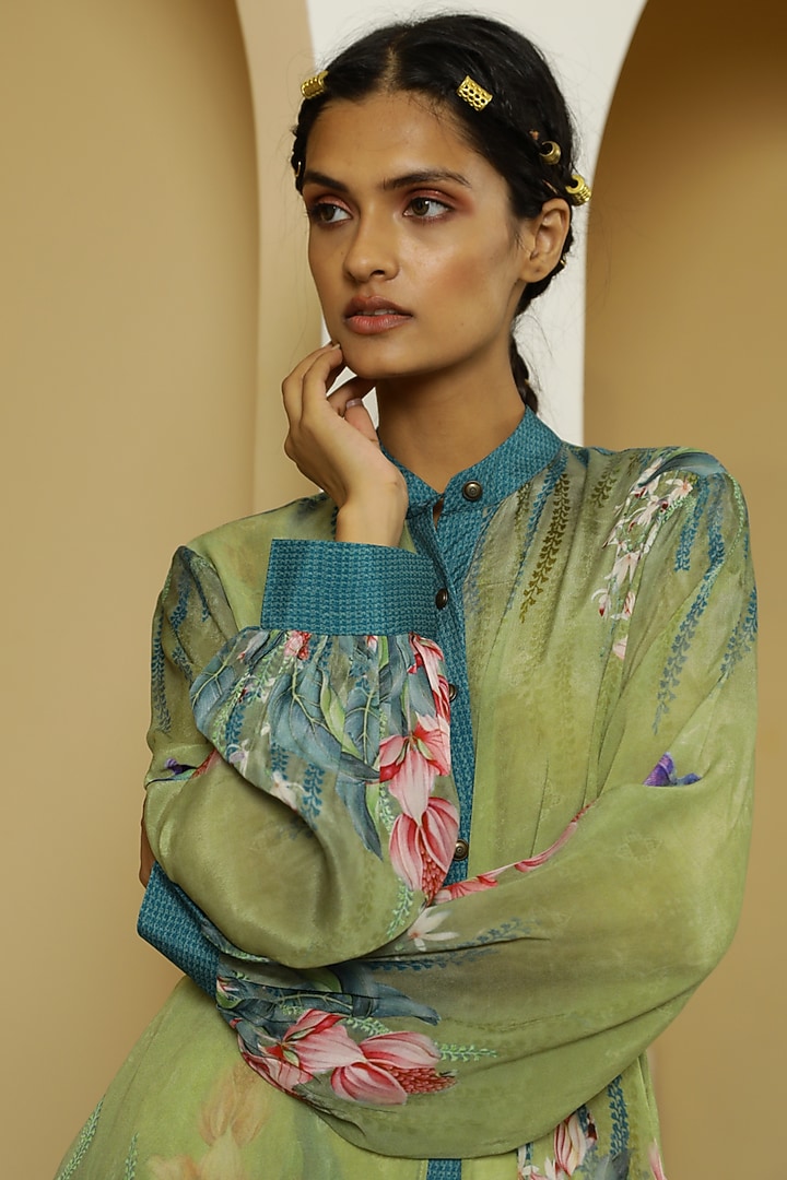 Mint Green Tropical Printed Tunic Set by Kalista at Pernia's Pop Up Shop