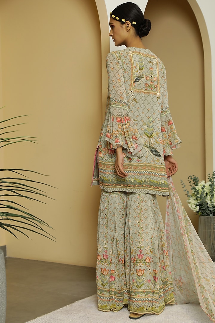 Mint Green Georgette Gharara Set by Kalista at Pernia's Pop Up Shop