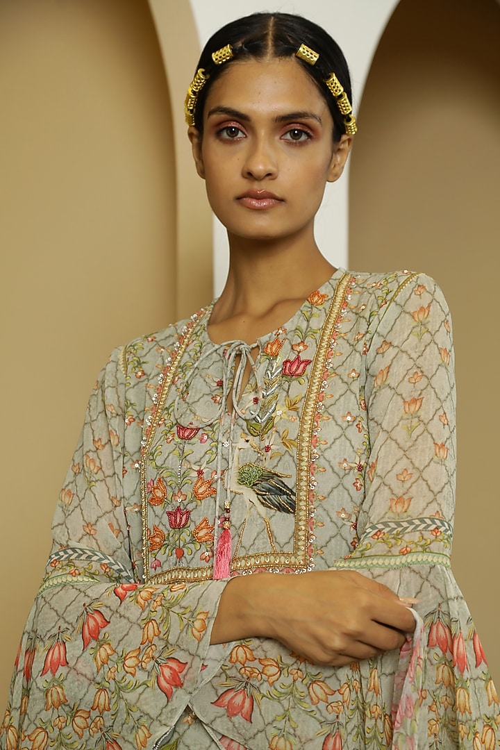 Mint Green Georgette Gharara Set by Kalista at Pernia's Pop Up Shop