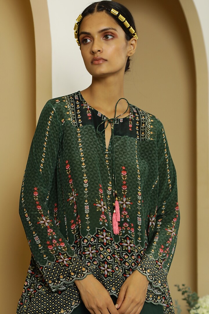 Dark Green Printed Tunic Set by Kalista at Pernia's Pop Up Shop