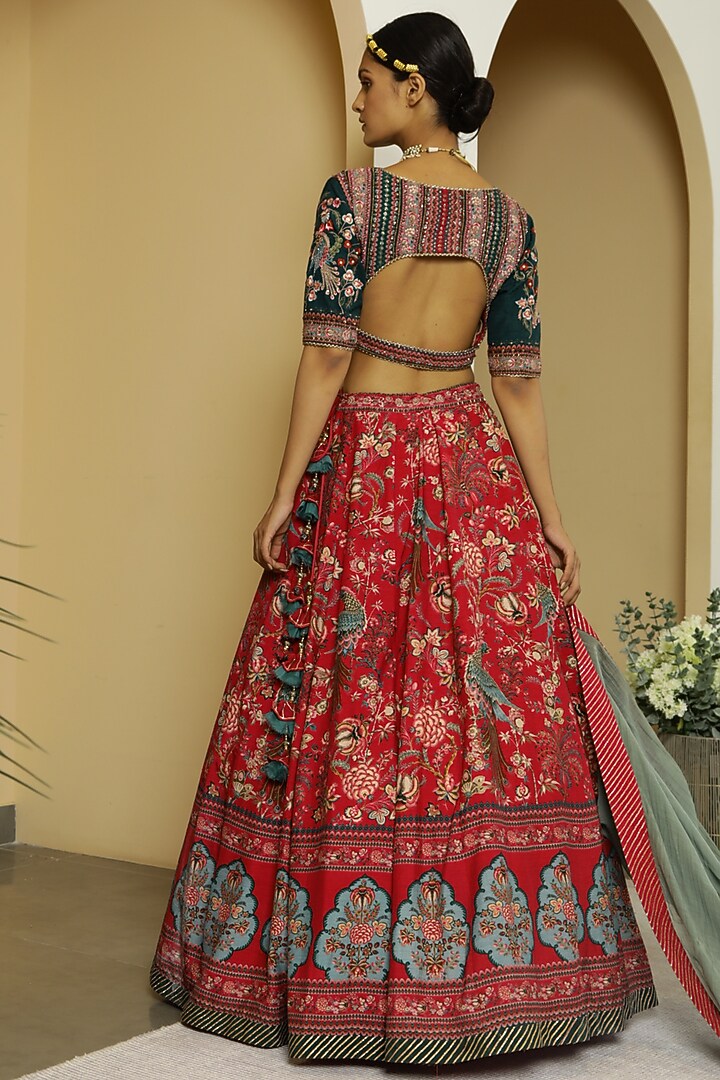 Candy Pink Hand Embroidered Wedding Lehenga Set by Kalista at Pernia's Pop Up Shop