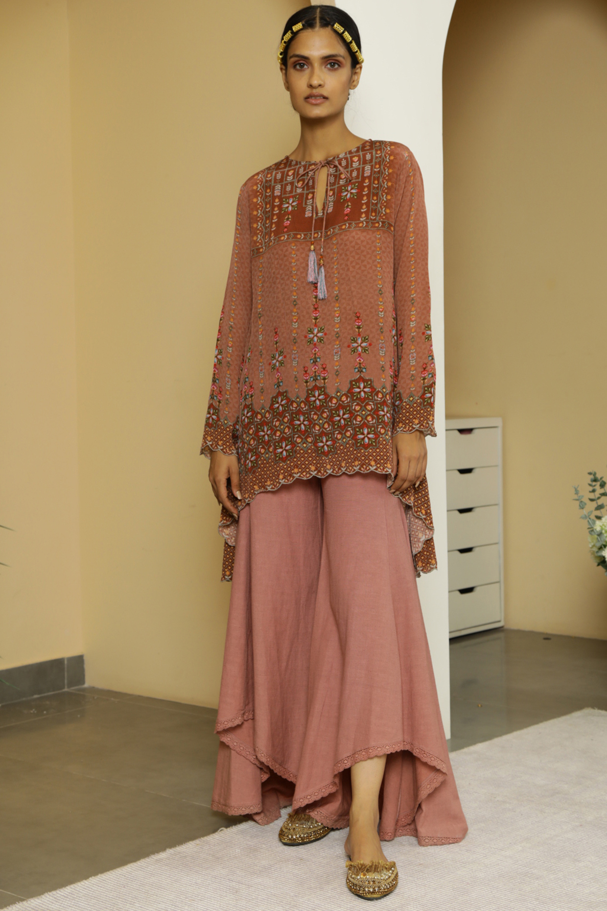 Dusty Pink Printed Tunic Set by Kalista at Pernia's Pop Up Shop