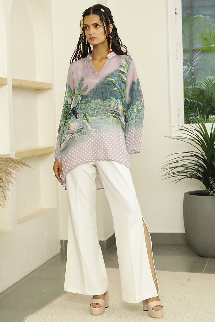 Lilac Hand Printed Tunic Set by Kalista at Pernia's Pop Up Shop