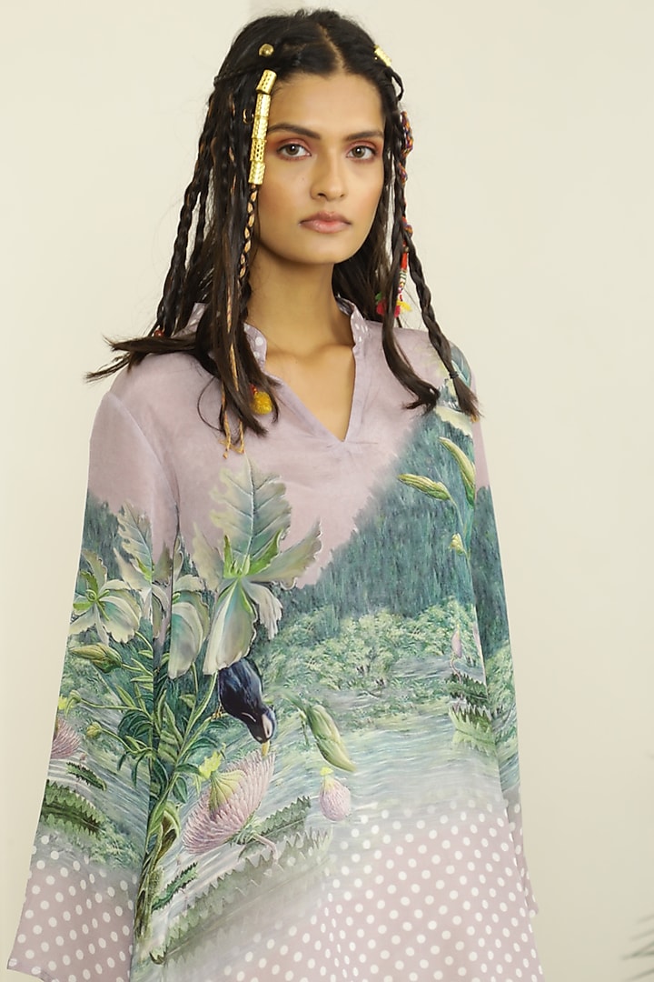 Lilac Hand Printed Tunic Set by Kalista at Pernia's Pop Up Shop