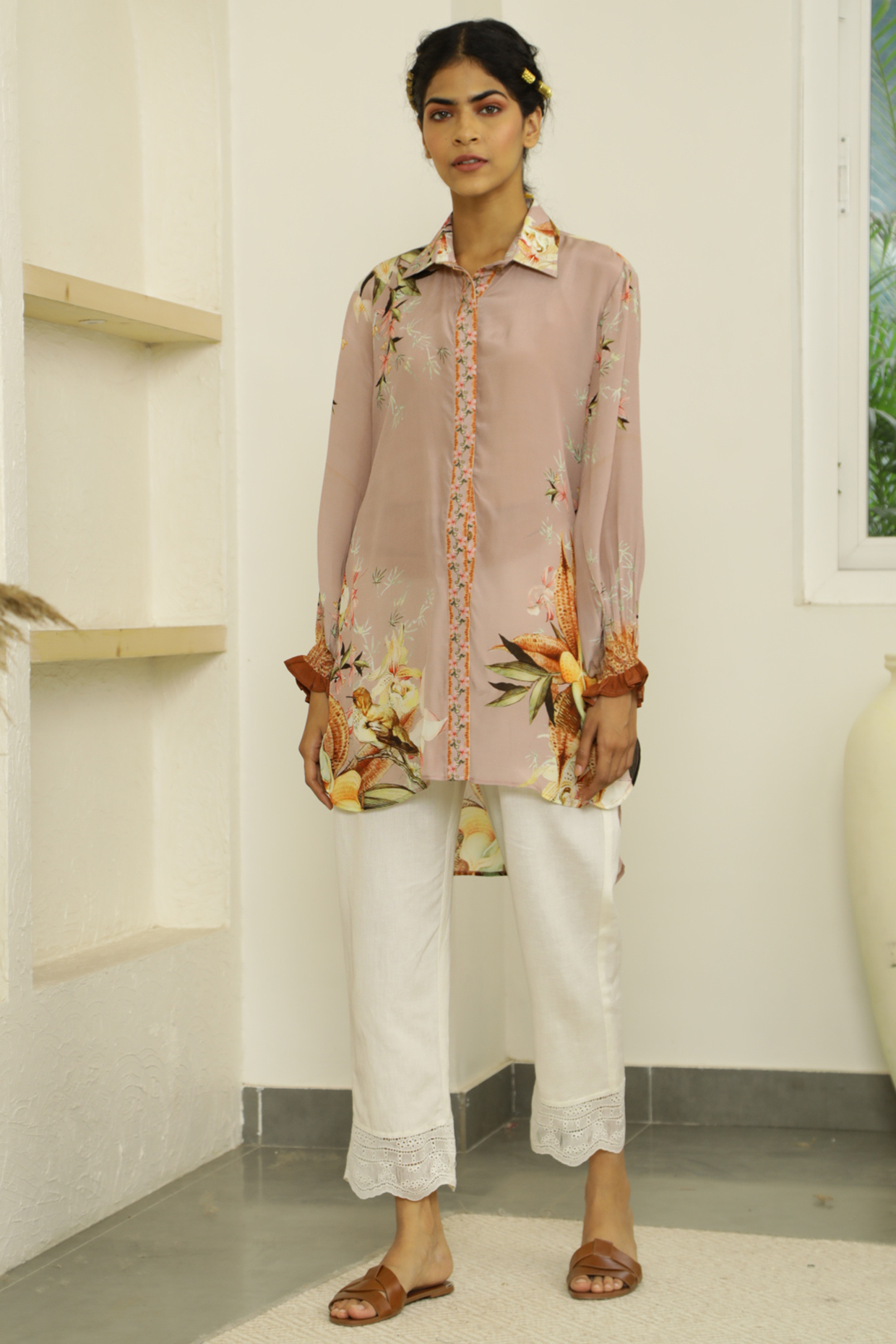Dusty Peach Printed Tunic by Kalista at Pernia's Pop Up Shop