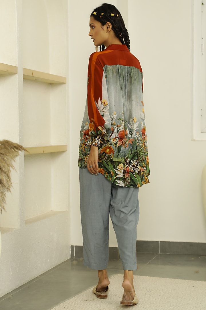 Grey Printed High-Low Printed Tunic by Kalista at Pernia's Pop Up Shop