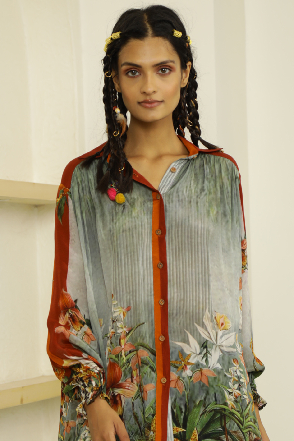 Grey Printed High-Low Printed Tunic by Kalista at Pernia's Pop Up Shop