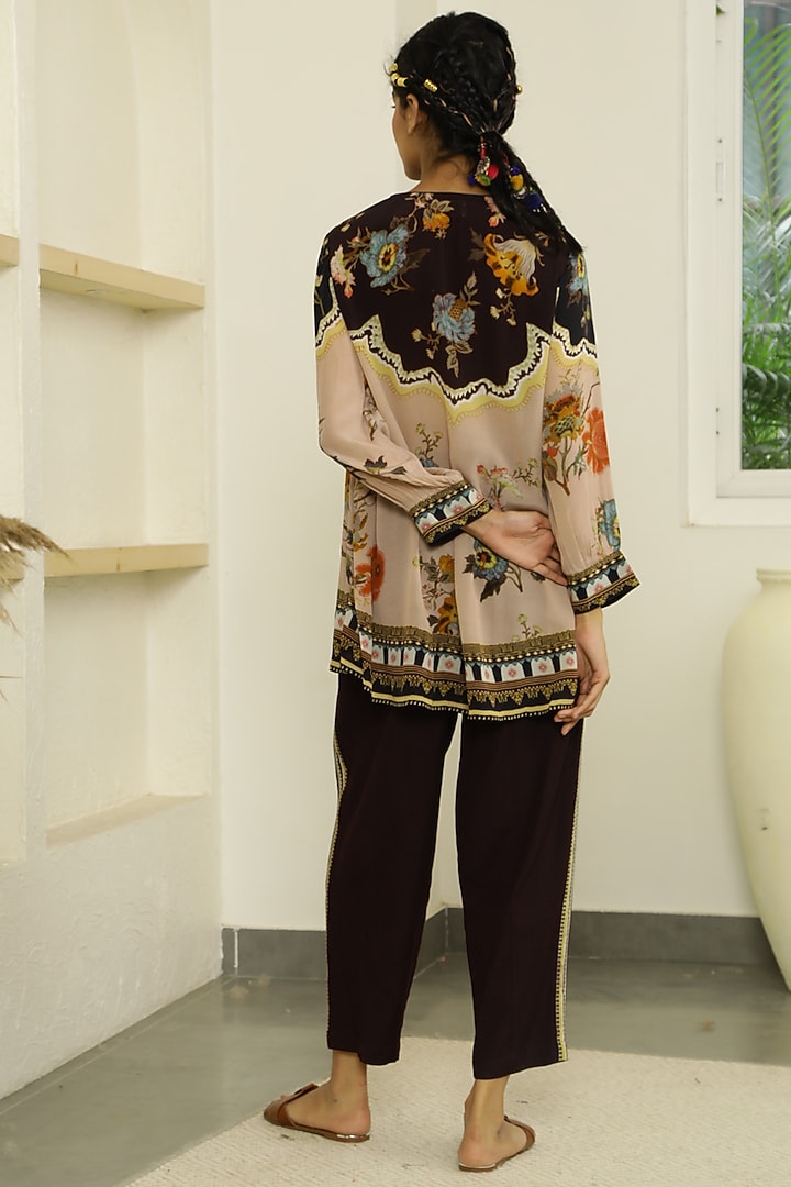 Dusty Peach & Black Printed Tunic by Kalista at Pernia's Pop Up Shop