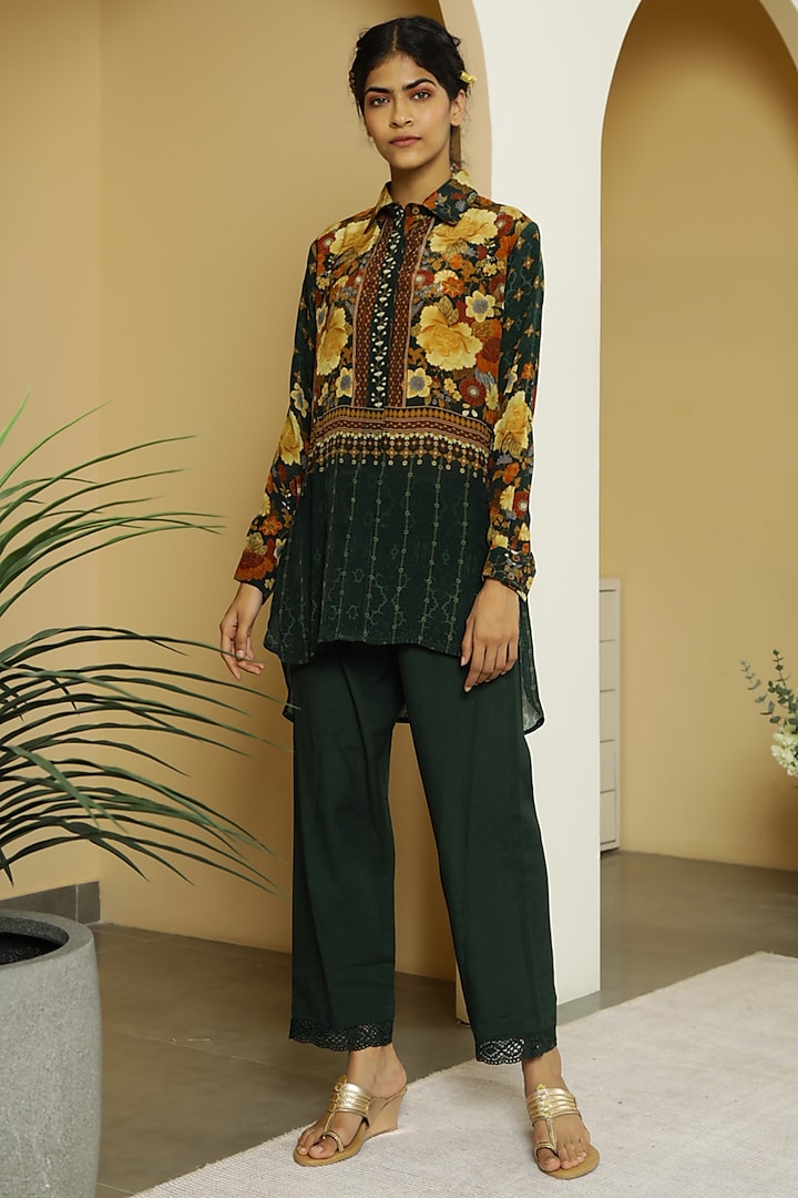Dark Green Printed Tunic by Kalista at Pernia's Pop Up Shop