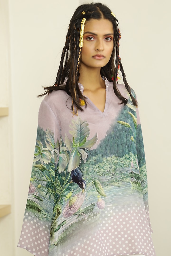 Lilac Hand Printed Tunic by Kalista at Pernia's Pop Up Shop